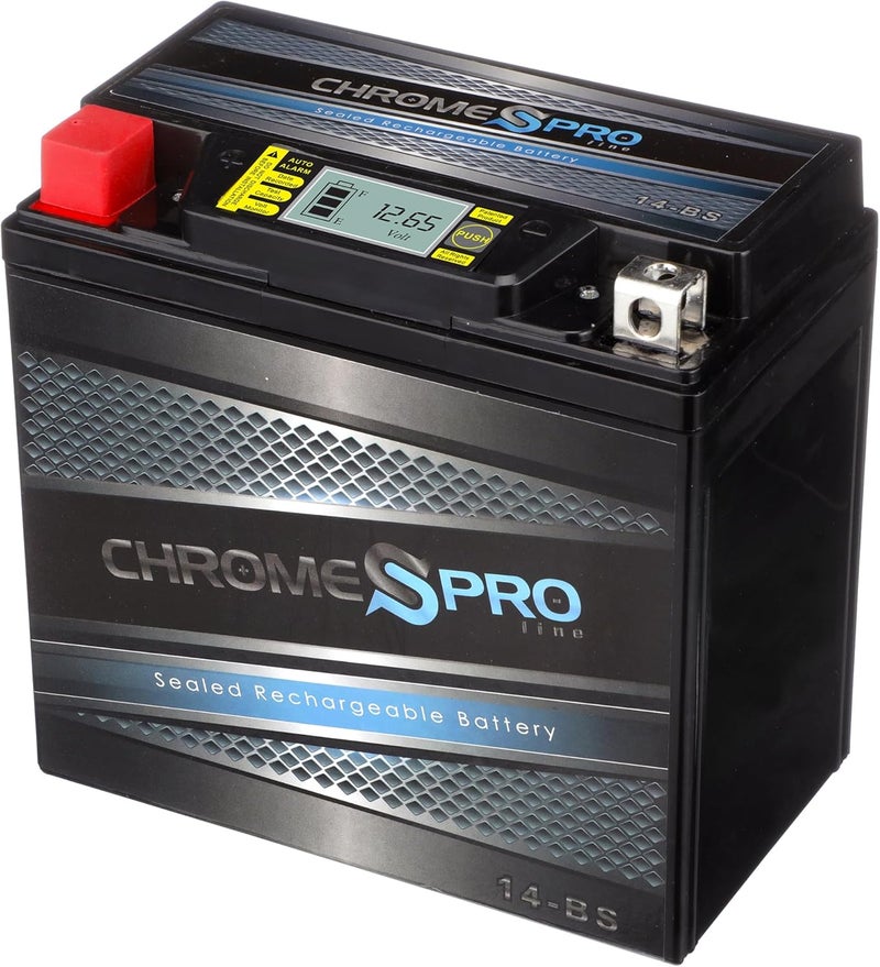 Chrome S Pro iGel YTX14-BS Maintenance-Free, 210CCA, LCD Voltage Display, 12V 16Ah Battery Replacement for ATV, Motorcycle, Jet Skis, Scooter, UTV, and More - Nut and Bolt (T3) Terminal - Image 2